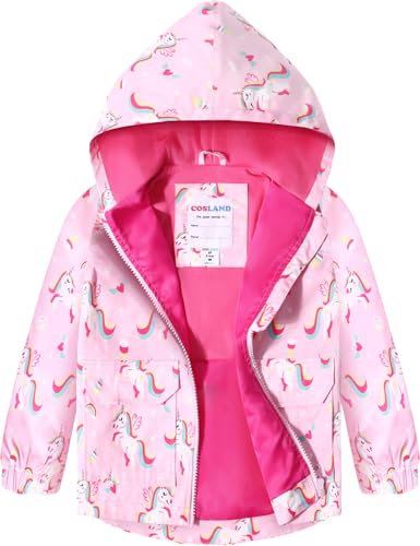 Image of COSLAND Toddler Boys Girls Rain Jacket Waterproof Hooded Raincoat, 2-5T