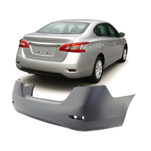 Image of FitParts Compatible with Nissan Sentra 2013-2015 Rear Bumper Cover | Primed, Without Parking Sensor Holes, Sedan, Ready to Paint, OEM 850223SH0J, NI1100292