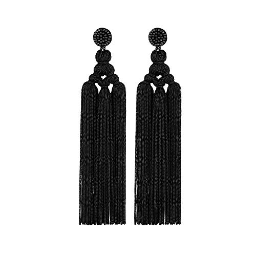 Bohemian Tassel Earrings for Women Dangling Chandelier Boho Statement Layer Earrings Long Woven Large Thread Fringe Drop Earrings