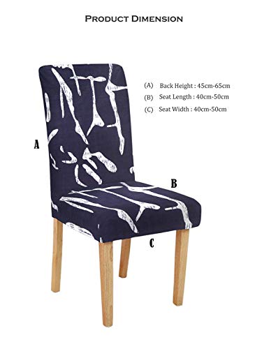 Image of Cortina Dining Chair Slipcovers | Protection Chair Covers | Abstract Print, Blue Waves Design, Removable, Washable | Universal Fit Super Soft Stretchy Polyester Spandex | Kitchen, Hall | Pack of 1