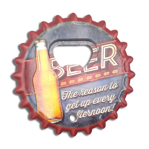 Apribottiglie a Forma di Tappo a Corona – Design Magnetico 8,5 cm – Apri Bottiglie con Magnete da Frigo e Foro per Muro – Accessorio per Casa, Bar, Cucina e Regalo Originale (REASON)