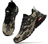 Kricely Traillaufschuhe Herren Leicht Atmungsaktiv Wanderstiefel rutschfest Laufschuhe Outdoor Fitness Straßenlaufschuhe（Tarnung 44.5）