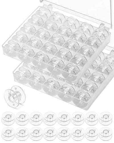 CULEB 50 Pcs Canette Machine a Coudre,Universelle Bobines de Machine à Coudre en Plastique,Accessoires de Couture avec 2 Boîte de Rangement,pour Machines à Couture...