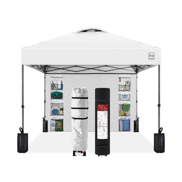 Best choice products 10x10ft easy pop up canopy wside wall 10 pockets portable carrying case 1 button setup 4 weight bags white  urban country home decor