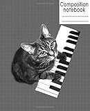 Composition Notebook: Cute Wide Ruled Paper Notebook Journal | Wide Blank Lined Workbook for Teens Kids Students Girls for Home School College for Writing Notes | Cat With Piano