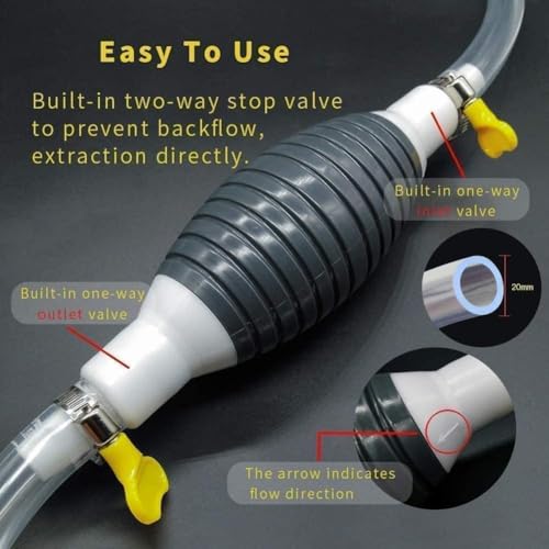 Image of Fuel Transfer Pump Manual Hand Liquid Siphon Tool Petrol Diesel Pipe Water Oil Car Bike Kit Portable Fish Tank Cleaner Suction Multipurpose High Flow