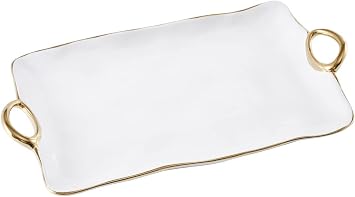 Pampa Bay Handle with Style Large Platter Porcelain White and Gold