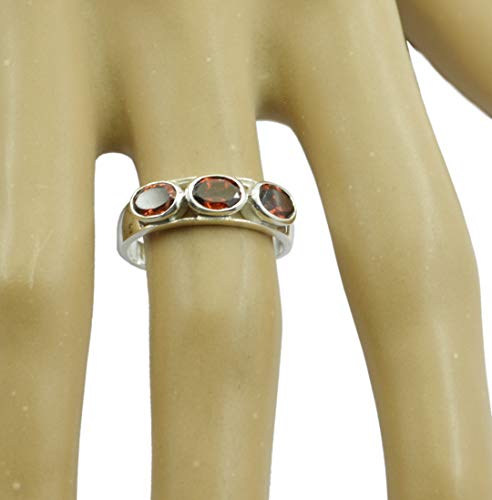 Bague rouge en argent 925 sterling RIYO Jaipur brossé pour femme