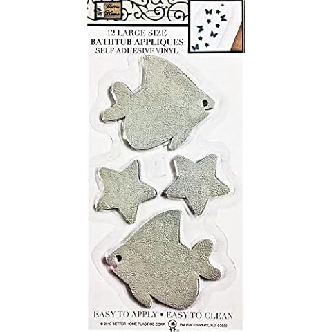 Better Home 12 Fish Shape Bathtub/ Shower Appliques Safety Non Slip Treads, Latest Decoration Colors (Grey) Cover