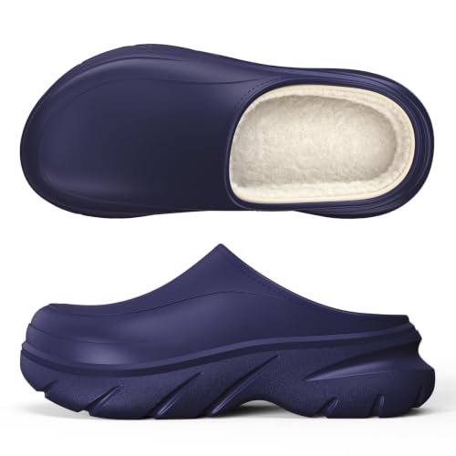 Image of Unisex Waterproof Winter Slippers for Outdoor, Fuzzy Lined Non-Slip Snow Boot House Shoes with Rubber Sole, Indoor Outdoor Comfort for Cold Weather