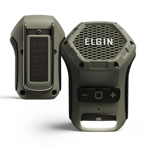 Elgin Thumper Wearable Bluetooth Speaker, Lightweight Weather-Resistant Clip-On Design with...