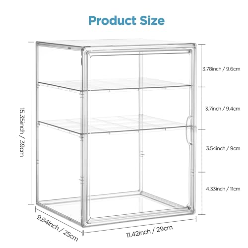 Image of HBlife Baby Bottle Storage Organizer for Countertop Cabinet, 3 Tiers Adjustable Clear Acrylic Bottles Storage Station Case Box Container with 2 Removable Dividers and Magnetic Door, X-Large