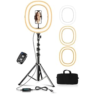 STOON 12″ Foldable Ring Light with Stand and Phone Holder, LED Dimmable Ring Light with Carry Bag for Live Stream/Makeup/Photography, Shooting with 3 Light Modes & 10 Brightness Level