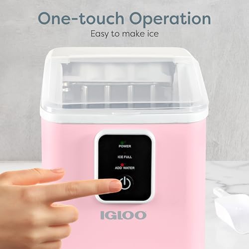 Igloo Portable Ice Maker with Scoop & Basket - Ice Maker with LED Control Panel & 1 Quart Water Tank- Ice Cube Maker Produces 26 Lbs Of Ice In 24 Hours with 8 Large or Small Cubes In 7-8 Minutes- Pink - 3