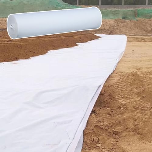 Malla Antihierbas Tela Geotextil Blanca para Entrada de Vehículos, Tela de Barrera Contra Malezas no Tejida de 5.3 Oz, Tela de Paisaje Permeable para Contrapiso/Drenajes Franceses/Control de Malezas(2