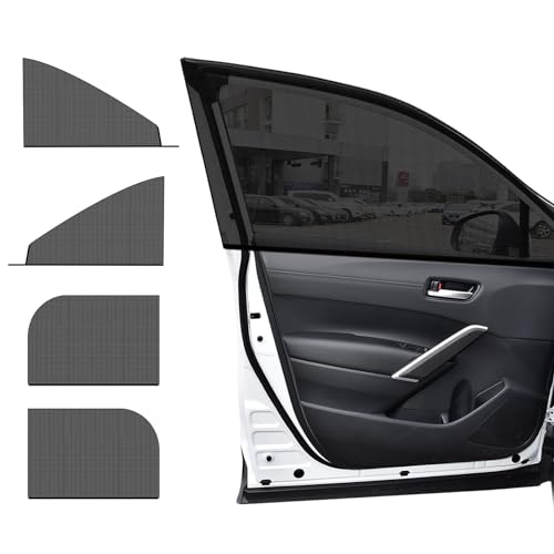 Ohleats 4 PCS Car Window Shades, Auto Front Rear Side Window Sun Shades for Block Heat & UV Protection, Breathable Mesh Baby Window Screen Covers, Universal Car Accessories (Car)