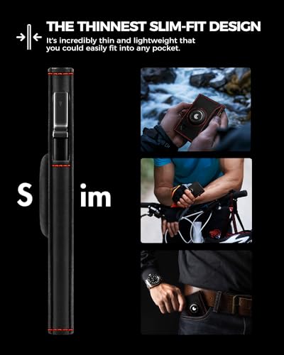 LORZOR® AirTag Wallet, Slim Wallet for Men Rfid Blocking, Pop-Up Minimalist Wallet, Genuine Leather Men wallet with ID Window, Card Holder wallet for airtag, Smart Wallet Gift4