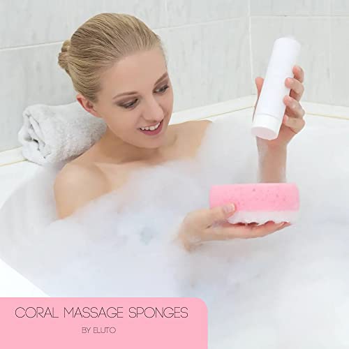 Bath Massage Sponge for Adults - Exfoliating Body Shower Scrubber - Doubled Sided exfloating Massage Sponge- Family Pack of 3 - Image 4