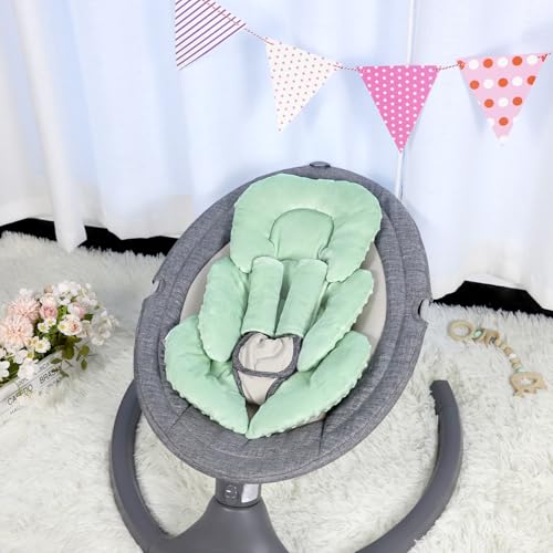 Image of GFU Infant Car Seat Insert Head and Body Support, Reversible Newborn Insert for Carseat with Strap Pads, Soft Stroller Cushion Pillow Insert for Boys and Girls, Fits for Stroller, Swing, Green