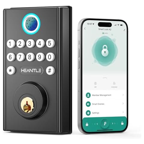Smart Lock WiFi Fingerprint Deadbolt Heantle Keyless Entry Front Door Locks Cover