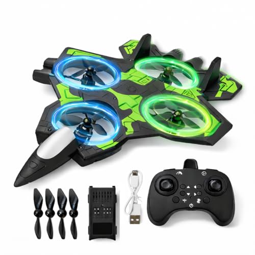 Image of Remote Control Quadcopter Airplane Toy with LED Light Rings, One-Key Takeoff Landing, 360 Flip Function, USB Charging
