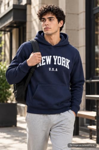 Image of FYLTR Men's Graphic Printed Fleece Hooded Sweatshirt with Kangaroo Pocket | Full Sleeve Pullover Hoodie for Medium to Heavy Winter