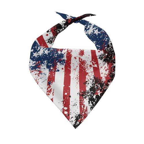 Snilety Hundehalstuch, Motiv: Amerika-Flagge, blaues Segeltuch, für kleine, mittelgroße und große Hunde, verstellbar, waschbar, Dreieckstuch