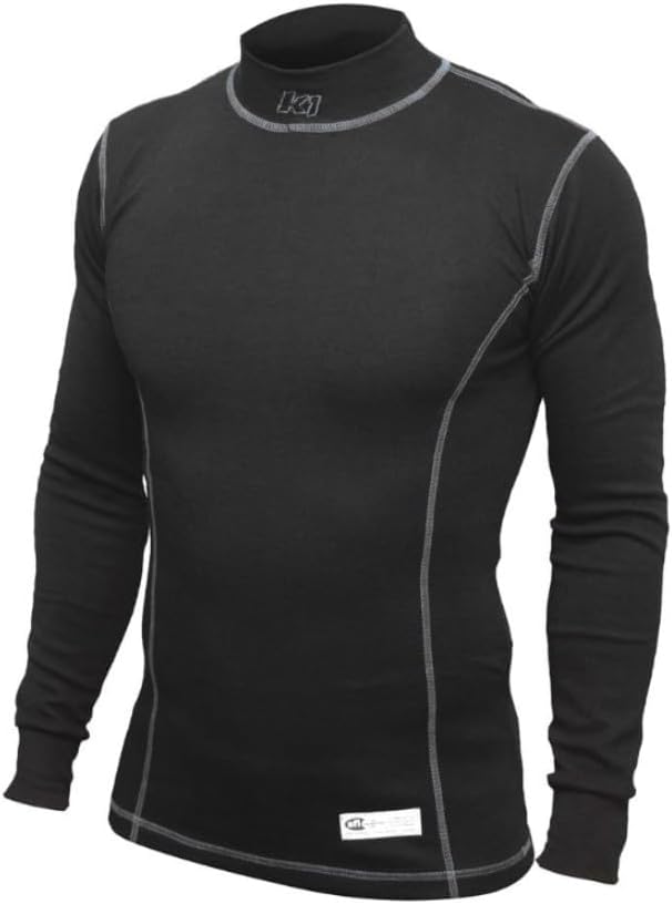 K1 RaceGear K1 Precision Adult Meta-Aramid Undershirt - SFI 3.3 - Long Sleeve, Black, Large