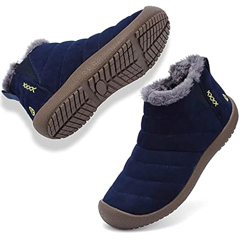 DimaiGlobal Men's Snow Boots Winter Boots Warm Ankle Boots Slip On Fur Lined Booties Water Resistant Outdoor Walking Shoes 20158 Blue 8US Cover