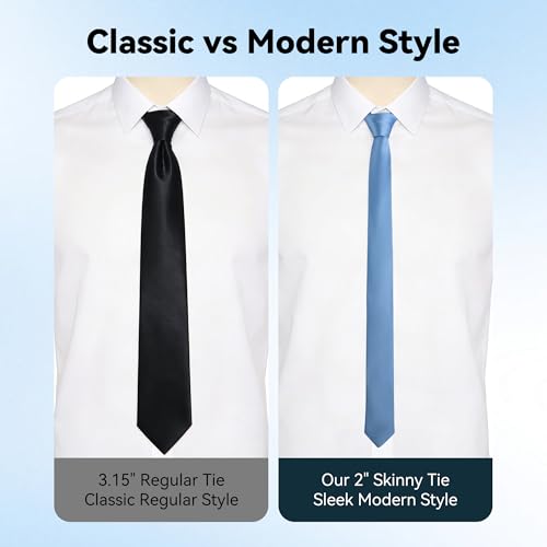 Image of Skinny Tie Men Women 2 inch (5CM) Slim Necktie Solid Thin Ties Formal
