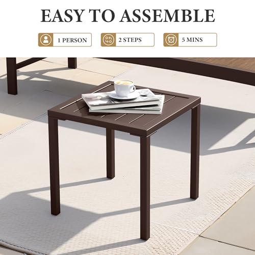 Crestlive Products Aluminum Outdoor Side Table, Pool Lounge Chair Side Table, Weather Resistant Small Square Coffee End Table for Patio, Yard, Garden, Porch, Deck, Indoor, Outdoor by Crestlive Products - Used condition - Image 6