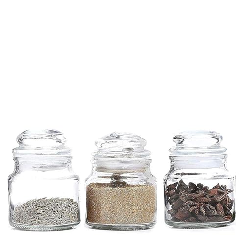 Image of Sharma Enterprises Glass Jar Set 100ml (6 Pcs) || Airtight Kitchen Storage Jars for Masala, Salt, Chilli, Jeera, Jam, Honey, Ghee, Herbs, Spices || Perfect Containers for Home & Gifting