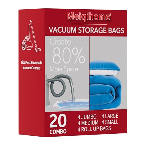 Vacuum Storage Bags 20 Pack,4 jumbo, 4 large, 4...