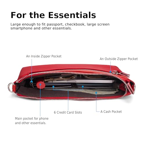 Image of befen Genuine Leather Wristlet Clutch Wallet Purses Small Crossbody Bags for Women with RFID Blocking Card Slots