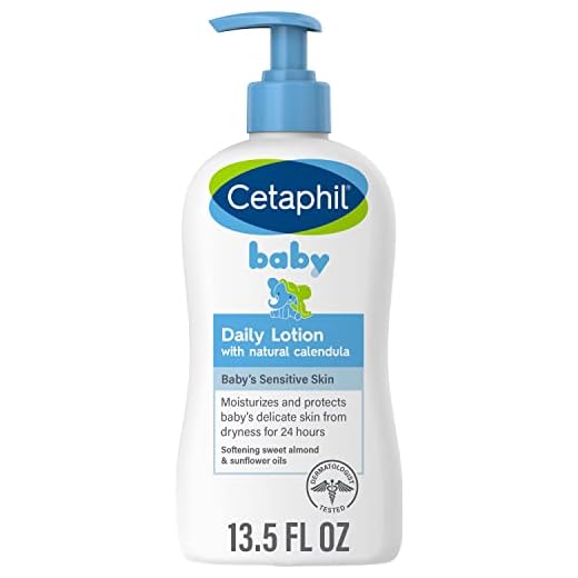 Cetaphil Baby Daily Lotion with Organic Calendula, NEW 13.5 fl oz, Vitamin E, Sweet Almond & Sunflower Oils, Mineral Oil Free, Paraben Free, Dermatologist Tested, Clinically Proven for Sensitive Skin