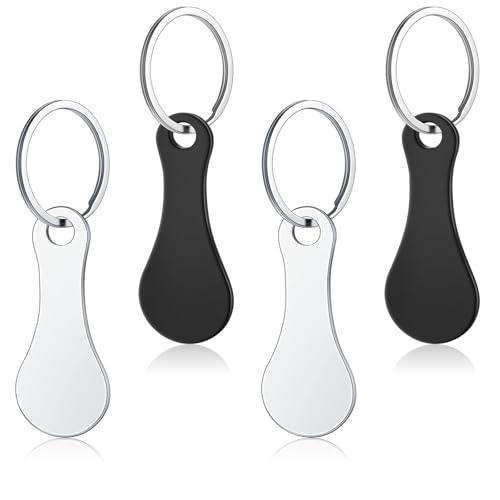 Image of Shimeyao 4 Pcs Portable Aluminum Alloy Keyring Shopping Cart Trolley Tokens Quarter Keychains Gift for Men Women Valentines