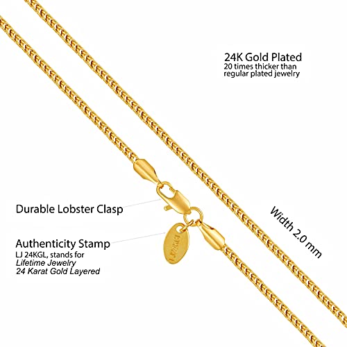 LIFETIME JEWELRY Franco Chain Necklace for Women and Men 24k Real Gold Plated (2mm and 3.5mm)3