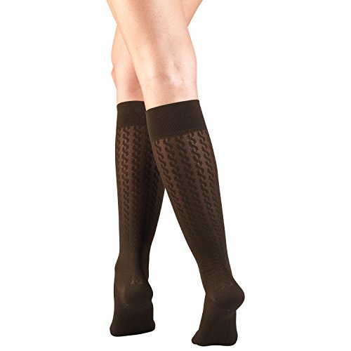 Image of Truform Compression Socks, 15-20 mmHg, Knit Women's Dress Socks, Knee High Over Calf Length