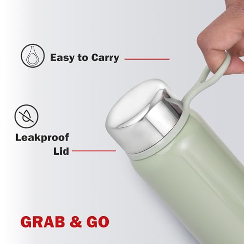 Image of Cello Glitz Thermosteel Flask, 300ml, Pista | 24 Hours Hot and Cold Stainless Steel Bottle | Flask for Tea Coffee | Ideal for Office, Gym, Home, Kitchen, Hiking, Travel Bottle