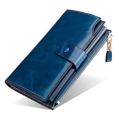Pochettes en cuir véritable à la mode JIUFENG portefeuille bleu