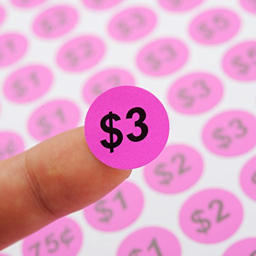 Onupgo Garage Sale Labels 3/4" Round Preprinted Pricing Labels Price Stickers Removable Prices Labels, Bright Neon Fluorescent Multicolored With Blank Label, Pack Of 2240 #TOP2