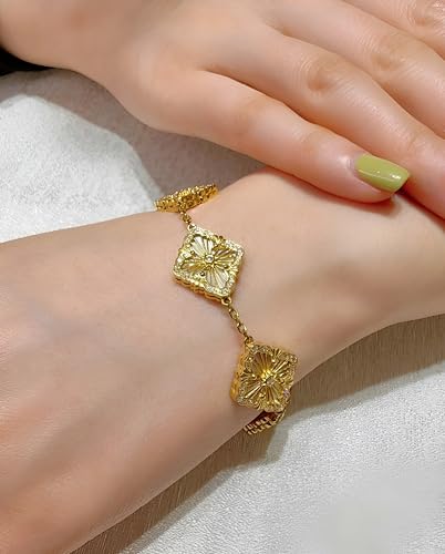 18K Gold Plated Clover Lucky Love Bangle Bracelet Set For Women, Non Tarnish Stacking Friendship Bracelet Set, Christmas Anniversary Birthday Gift4