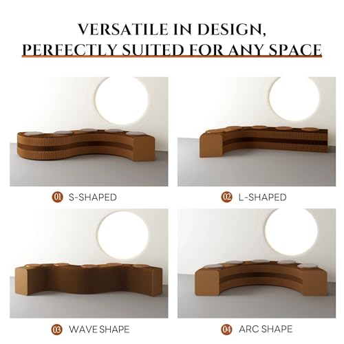 Image of Kraft Paper Rectangle Ottoman - Folding Bench Rest for Bedroom & Entryway, Collapsible Stool with Pad, Portable Stool & Square Ottoman for Living Room Decor, Space-Saving Footrest, Brown, 4 Seats
