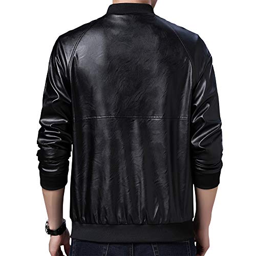 Mens Casual Slim Fit Faux Leather Jacket Fall Winter Leather Bomber Jackets3