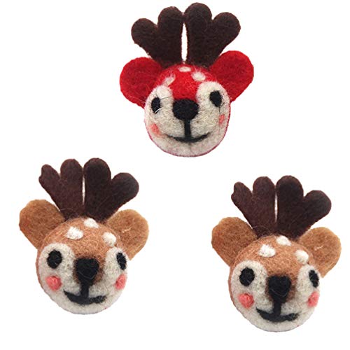 Hakka 3 Piezas Pin de Broche de Navidad Fieltro Lindo Alfileres de...