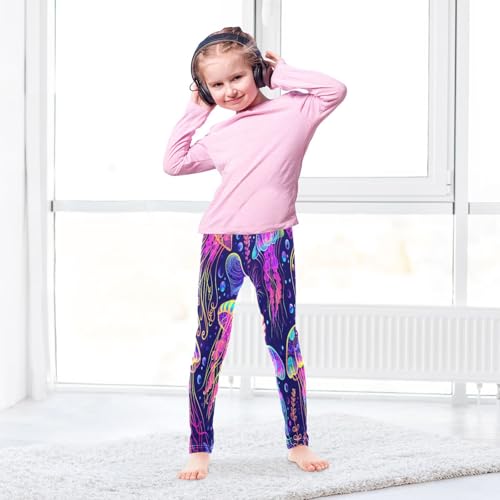 Bolaz Toddler Girls Leggings Printed Yoga Pants Leggings Purple Blue Jellyfish for Kids4