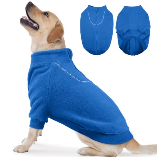 Image of BRKURLEG Dog Sweater, Warm Fleece Dog Winter Coat, Blue, XXL