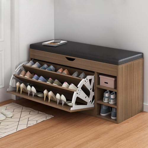 OWKAY Taburete cambiador de zapatos para la puerta del hogar, para entrada, se puede sentar, armario de zapatos, todo en uno, multifuncional, zapatero, sofá, taburete, cojín suave