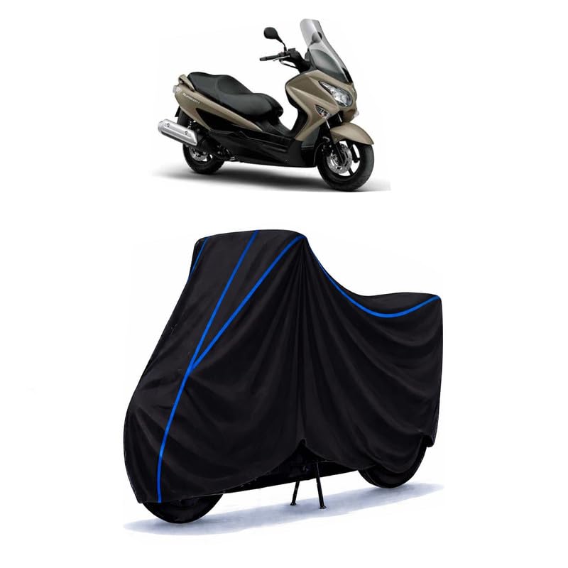 Image of Scooty Cover Water Resistant for Burgman Street 125 EX | Universal Scooter & Bike Cover | Heavy Duty UV Dust, Rain & Scratch Protection Weather Indoor Outdoor | Black with Blue Piping