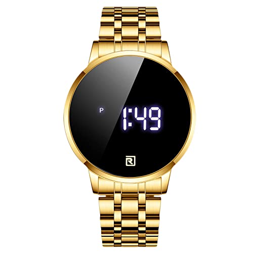 RORIOS Hommes Montres Numériques Lumineuses Montres Quartz Montres avec Bracelet en Acier Inoxydable Multifonctions Montre Bracelet pour Hommes